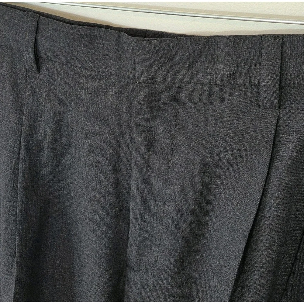 Milano Men's Pleated Cuffed Dress Pants Trousers 34x30 Wool Loose Black